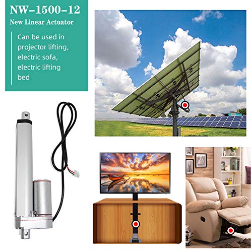 Heavy Duty 330lbs/1500N Solar Tracker Linear Actuator Multi-Functions with Mounting Brackets (12V, 12) IP54 Waterproof 300mm Stroke Linear Motion Actuator