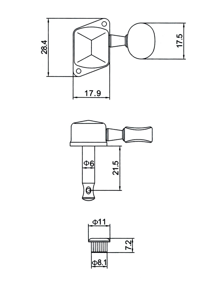 Guitar String Tuning Pegs Semiclosed Machine Heads Tuners Tuning Keys Oval Button 3 Left 3 Right for Electric Guitar or Acoustic Guitar Chrome.
