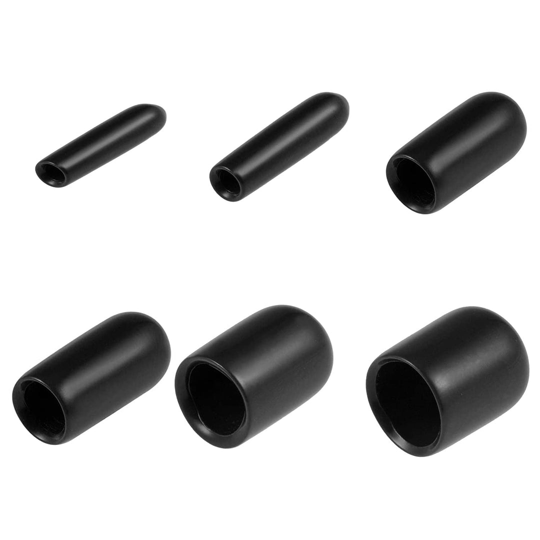 300 Pieces Screw Cap Rubber End Cap Bolt Screw Covers Caps Thread Protector Safety Cover, Black Pipe Post Bolt Screw Rubber Vinyl End Cap in 6 Sizes Form Inner Diameter 0.08 to 0.35 Inch