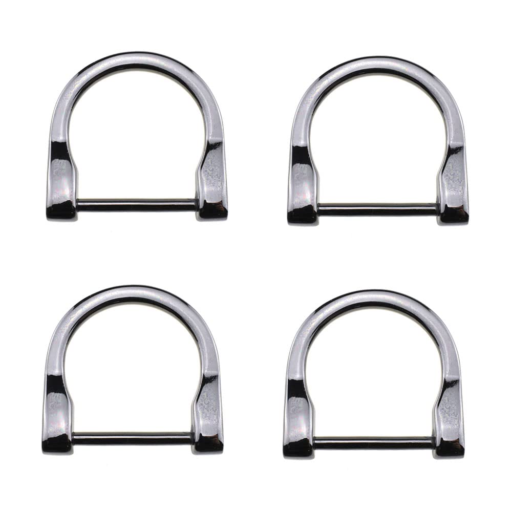 1 inch Width Horseshoe D-Rings Speedy Connect Polished Finish Lock Firmly Quality Metal U Shape Screw in Shackle Semicircle Accessories Gun Black 4 PCS for Crafts Leather Purse Strap Keychain