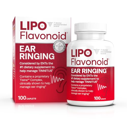 Lipo Flavonoid Plus, Tinnitus Relief For Ringing Ears, OTC Flavonoid Ear Health Vitamins, Bioflavonoids &amp; Vitamin C, 100 Caplets