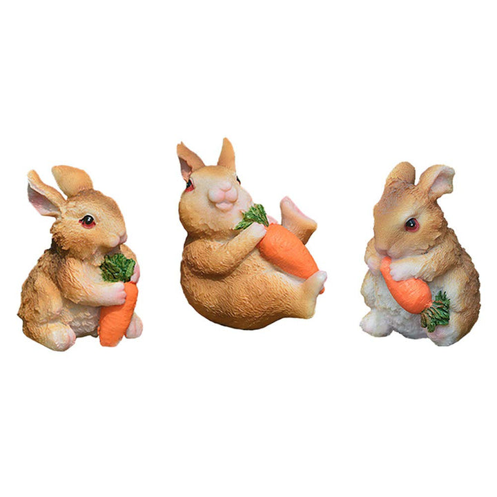 Miniature Bunnies 3 Pcs Fairy Garden Rabbit Figurines Easter Bunnies Statue Micro Landscape Decoration Plant Flower Pots Ornaments