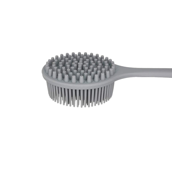 Soft Silicone Back Scrubber Shower Bath Body Brush with Long Handle, BPA-Free, Hypoallergenic, Eco-Friendly (Gray)