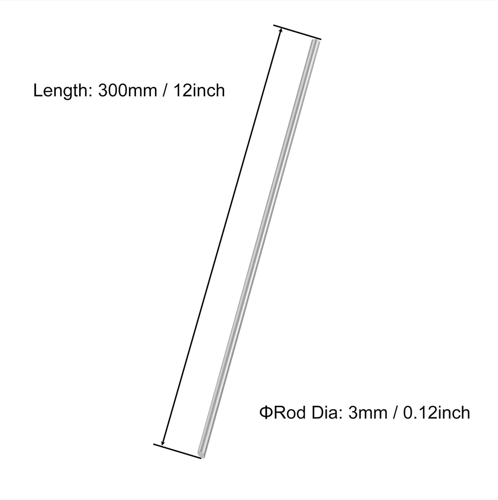 3mm x 300mm 304 Stainless Steel Round Rod, Metal Solid Shaft Rods Lathe Bar Stock for DIY Crafts Model Car Helicopter Airplane 10pcs