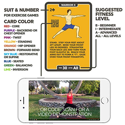 Yoga Exercise Cards: Designed by Certified Yoga Instructor. Video Instructions Included. Beginner to Advanced Poses and Asana Workout Games. Improve Fitness and Flexibility. (Mega Pack)