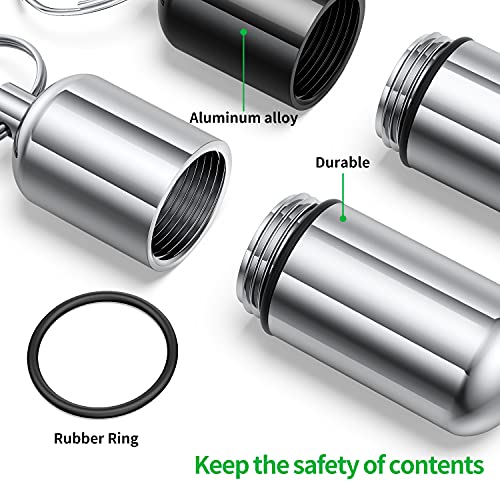 3 Pack Mini Keychain Pill Holder, Portable Small Pill Box Bottle for Purse, Waterproof Pocket Pill Case EDC Medicine Container Nitro Pill Fob Carrier for Outdoor Travel Camping
