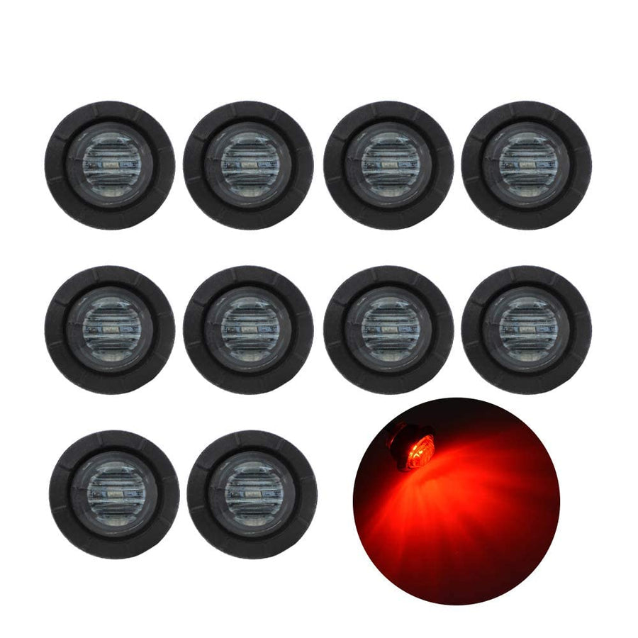 10 Pcs 3/4 Inch Mount SMOKED LENS & Red LED Clearance Markers, side marker lights, led marker lights, led side marker lights, led trailer marker lights, trailer marker light