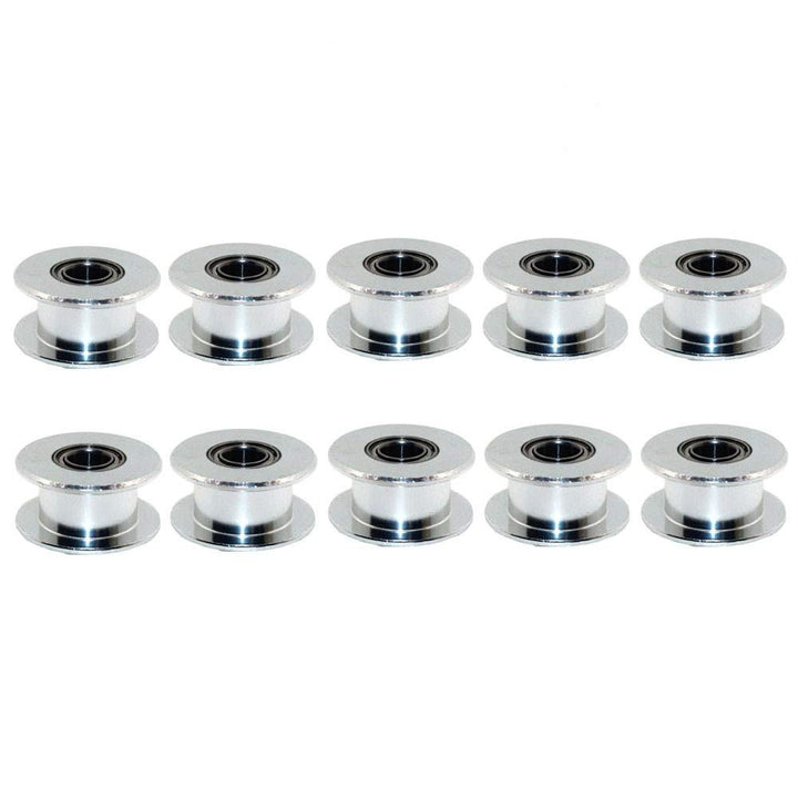 GT2 20 Toothless Bore 5mm Aluminum Timing Belt Idler Pulley for 6mm Width 3D Printers (10pcs)