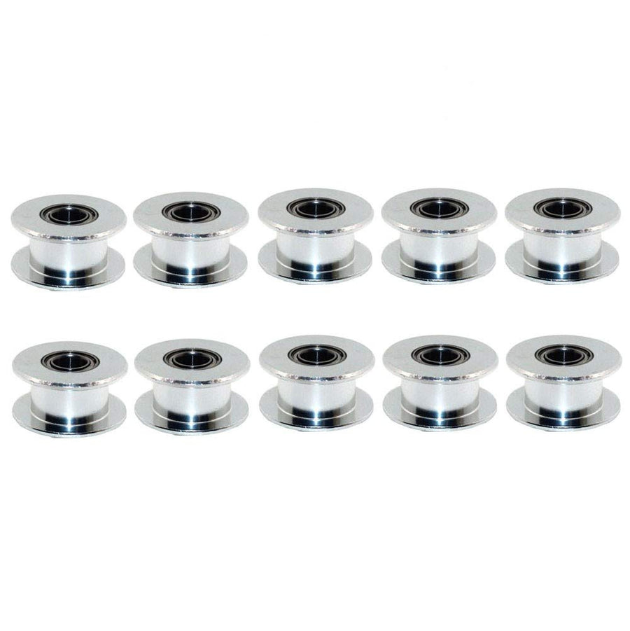 GT2 20 Toothless Bore 5mm Aluminum Timing Belt Idler Pulley for 6mm Width 3D Printers (10pcs)