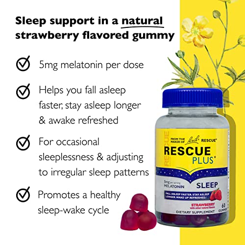 Bach RESCUE PLUS Melatonin Sleep Gummies, Natural Straw