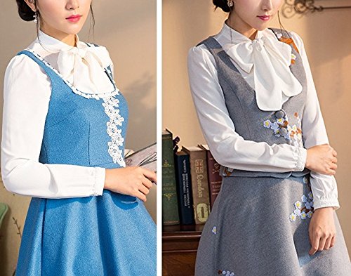 Shinywear Korean Women White Detachable Bow False Shirt