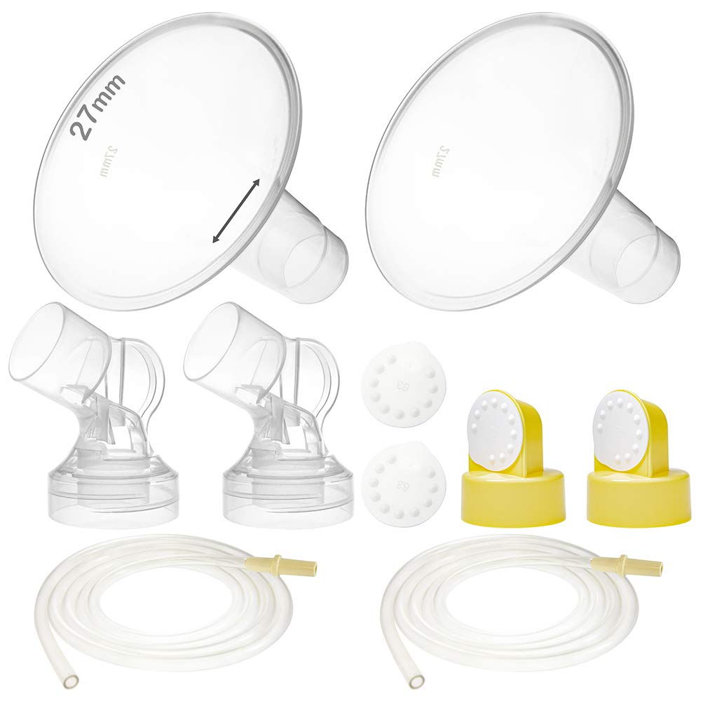 Nenesupply Pump Parts with 27mm Flanges Compatible with Medela Pump in Style Parts Accessories Breast Pump Not Original Medela Pump Parts Incl. 27mm Flange Breastshield Connector Valve Membrane Tubing