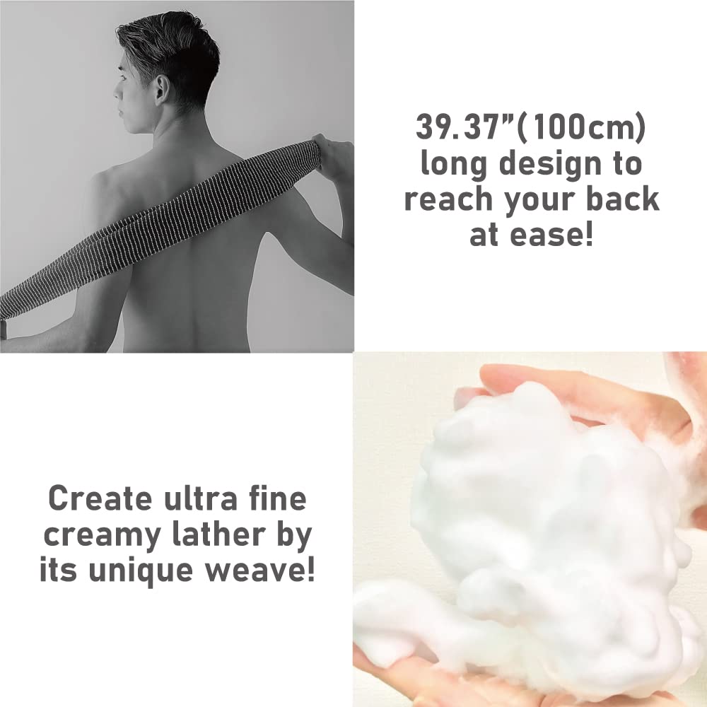 Extra Rough, Exfoliating Washcloth [Made in Japan] Exfoliating Towel Special Texture Makes Fluffy Foam Lather, Back Scrubber, Dead Skin Cell Remover [Loofah for Women and Men] (Purple)