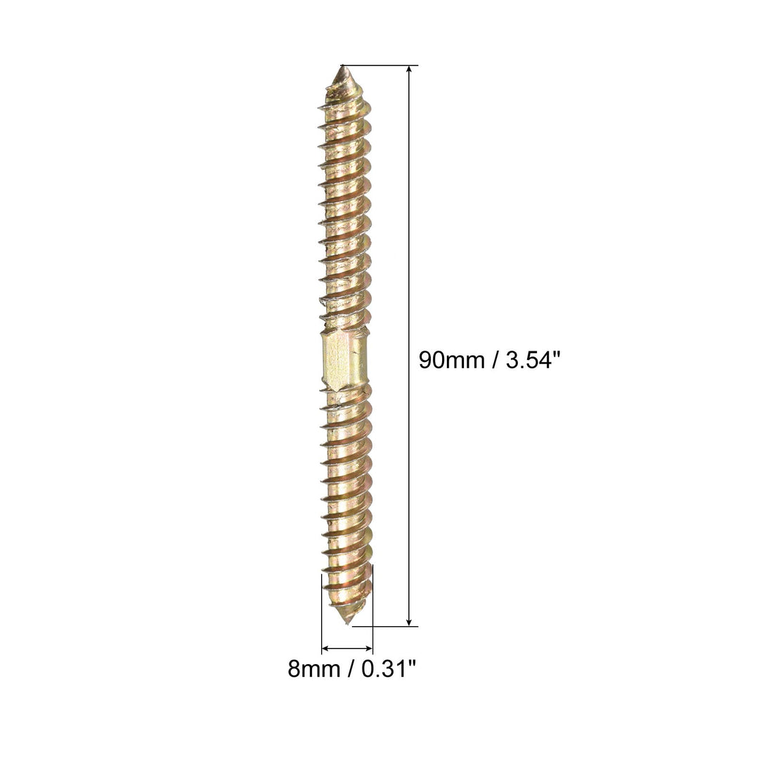8x90mm Hanger Bolts, 12pcs Double Ended Self-Tapping Thread Wood to Wood Dowel Screws for Wood Connecting