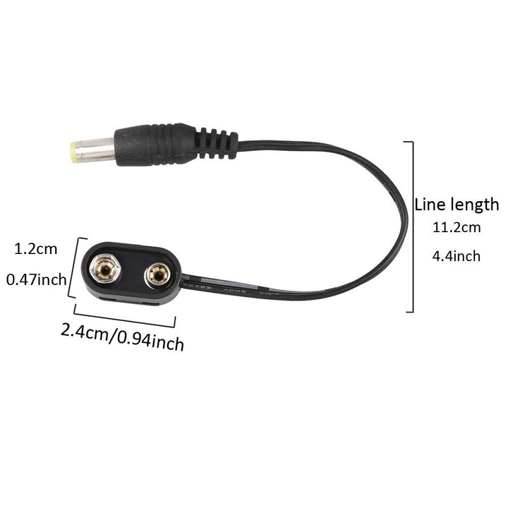 9V Battery Clip Converter Power Cable Snap Connector 2.1mm 5.5mm Plug for Guitar Effect Pedal (Straight Angle, 8 Cable)