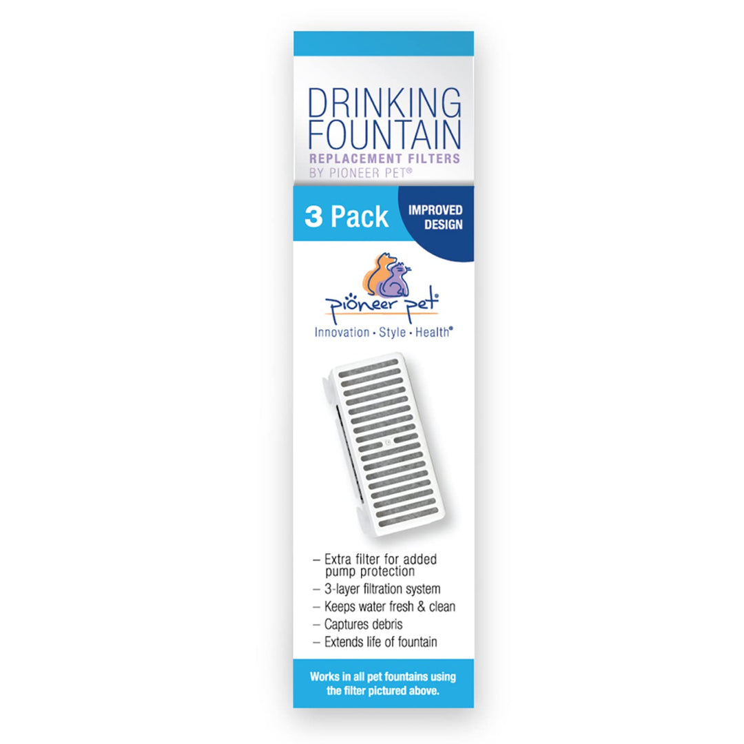 T-Shaped Suction Cup Water Filter – 3 Pack - Fits Mini Vortex and Swan Pet Drinking Fountain - (3091)