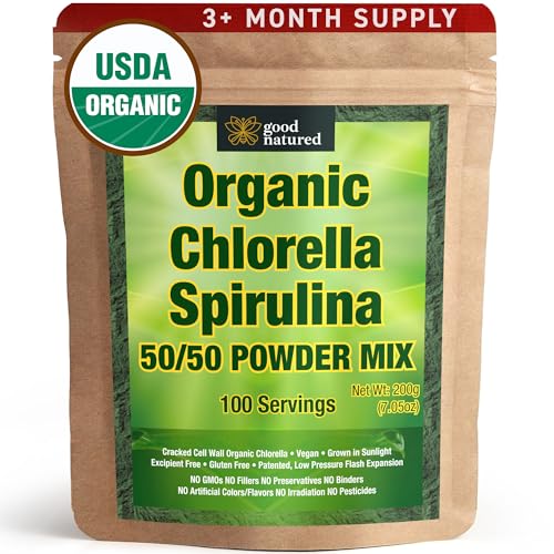 Organic Spirulina and Chlorella Powder 50/50 Mix - 3 Month Supply - Vegan &amp; Non-GMO Chlorella and Spirulina Powder