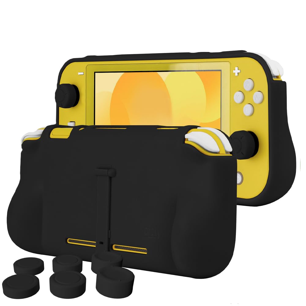 Grip Case for Nintendo Switch Lite – Case with Comfort Padded Hand Grips, Kickstand, &amp; Pack of Thumb Grips - Turquoise Blue