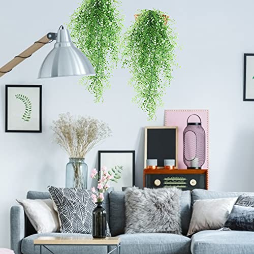 Fake Hanging Plants Artificial Ferns for Outdoor Hanging Faux Plants Vine Ivy Faux Fern Hanging Vines Wall Plants for Home Garden Party Wedding Decor (White 4P)