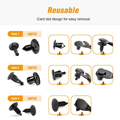Universal Plastic Fender Clips,200 Pcs Push Bumper Fastener Rivet Clips with 6 Size Auto Body Retainer Clips Bumpers,Car Fender Replacement for GM, Ford &amp; Ch