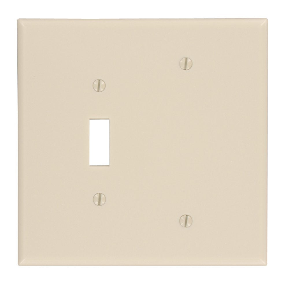 86106 2-Gang 1-Toggle 1-Blank Device Combination Wallplate, Oversized, Thermoset, Box Mount, Ivory