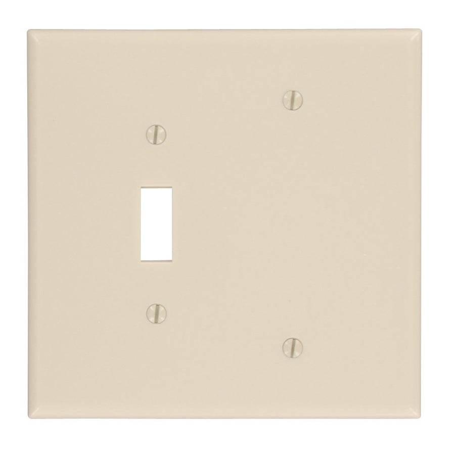 86106 2-Gang 1-Toggle 1-Blank Device Combination Wallplate, Oversized, Thermoset, Box Mount, Ivory