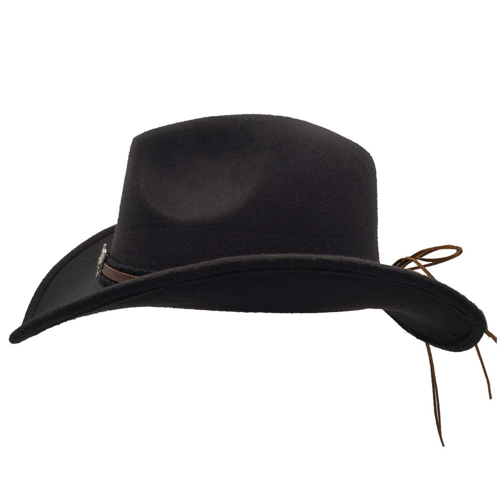 Men &amp; Women&#39;s Fur Felt Cowboy Hat Wide Brim Western Outback Black