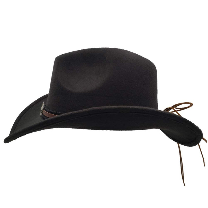 Men &amp; Women&#39;s Fur Felt Cowboy Hat Wide Brim Western Outback Black