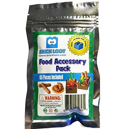 Over 90 Pcs Toy Sushi Food Building Blocks - City Kitchen Maki Roll Accessories Pack - Fits Lego Minifigures, Carrots Lobsters Crabs Bread Plates Apples Cherries Chicken Fish, Ice Cream