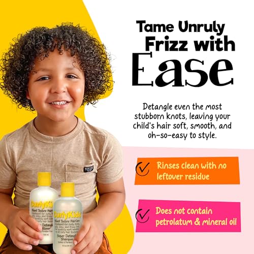Textured Hair Care Set with Hair Detangler Spray, Kids Shampoo, Conditioner &amp; Creme for Curly, Frizzy, &amp; Wavy Hair | Sulfate &amp; Paraben-Free Formula to Detangle, Hydrate, and Revitalize Curls