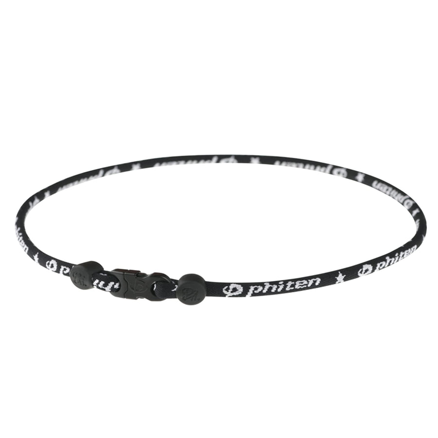 Phiten Titanium Star Necklace, Black, 18-Inches Small