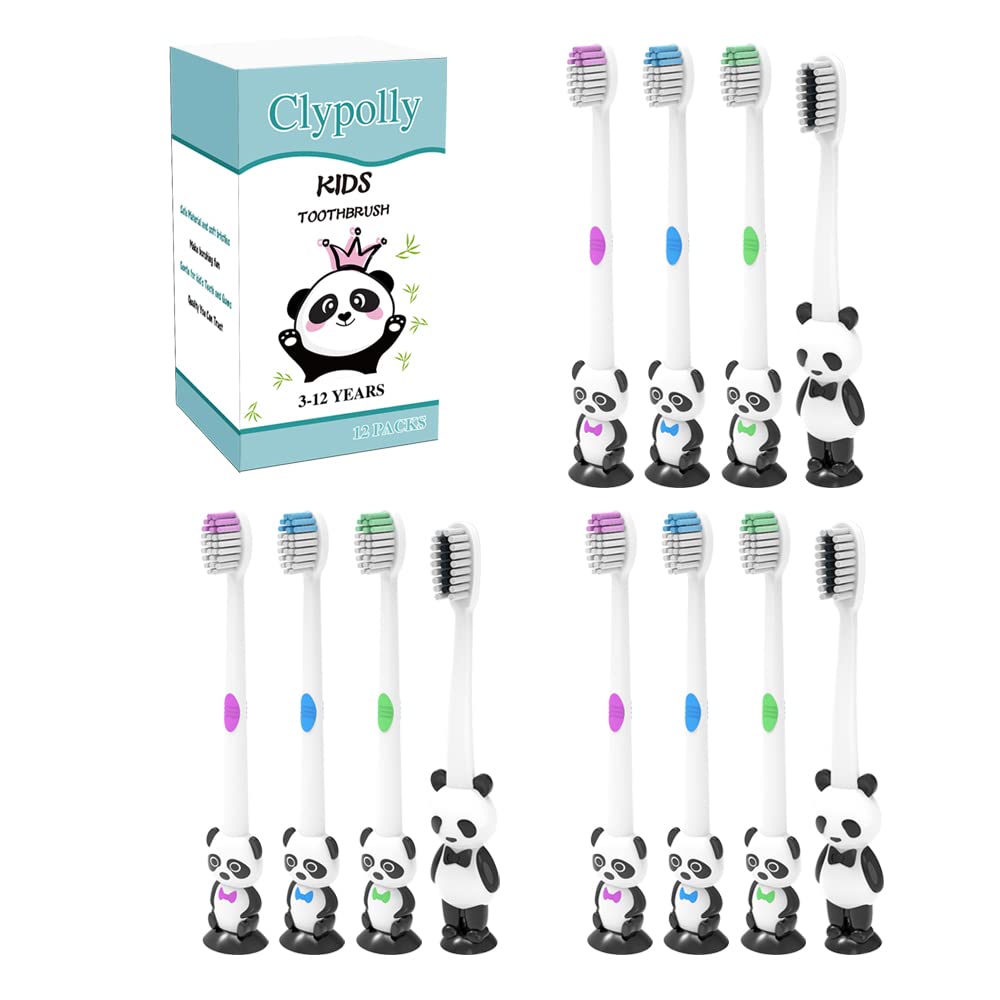 Clypolly Panda Kids Toothbrush ,Child Sized Brush Heads