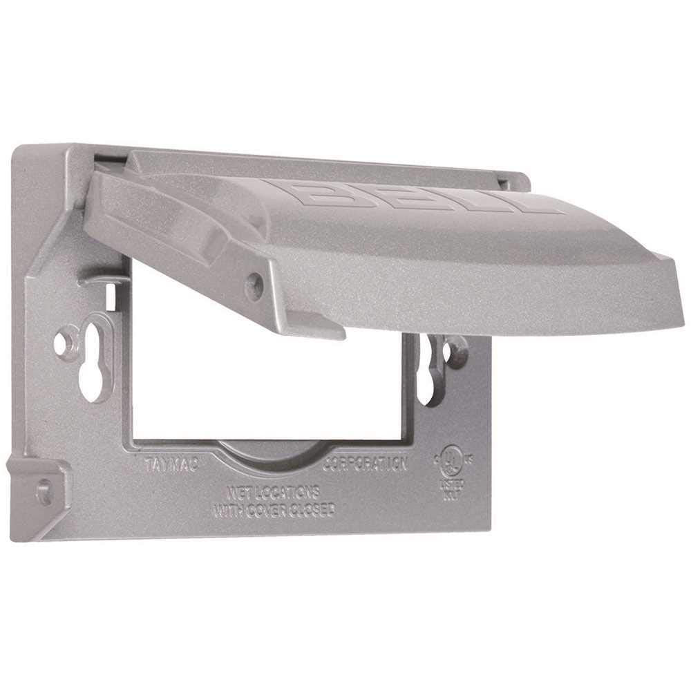 MX1250S Flip Weatherproof Cover Universal Metal 12-in-1 Outlet Outdoor Receptacle Protector, 1-Gang, Gray