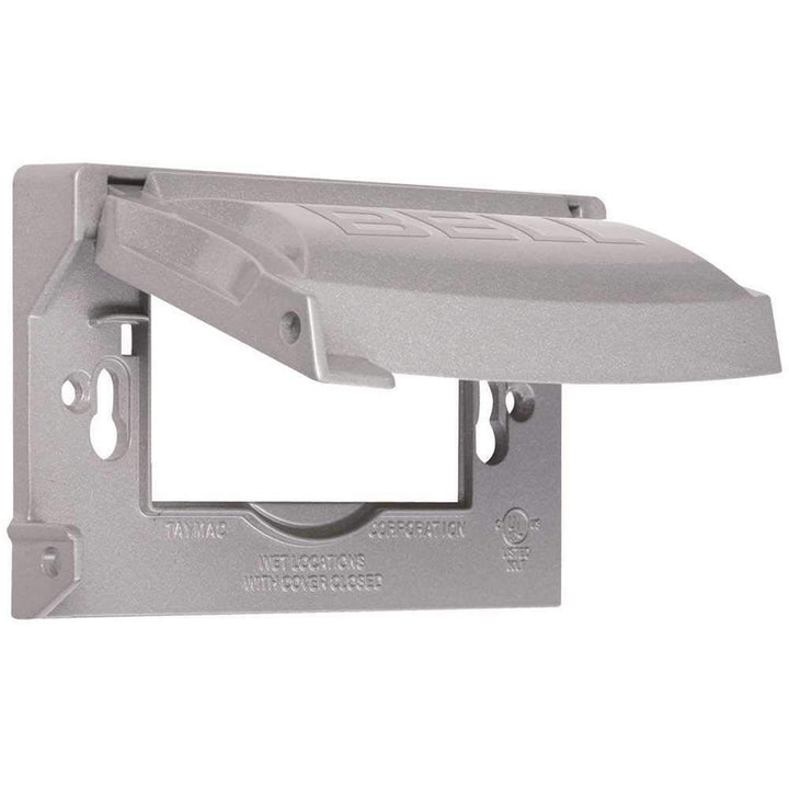 MX1250S Flip Weatherproof Cover Universal Metal 12-in-1 Outlet Outdoor Receptacle Protector, 1-Gang, Gray