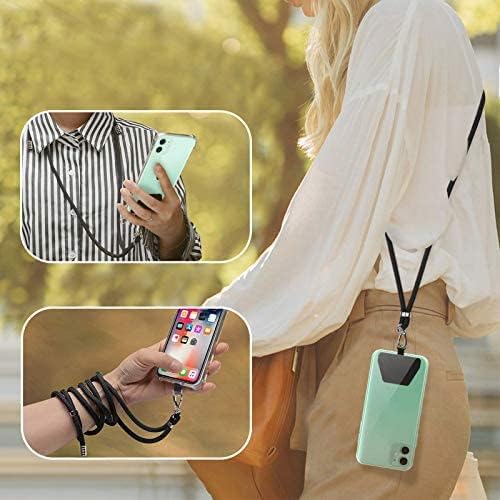 Phone Lanyard, Universal Cell Phone Lanyard with Adjustable Nylon Neck Strap, Phone Tether Safety Strap Compatible for Most Smartphones (Black)