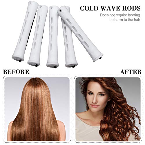 36 Pieces Cold Wave Rod Hair Perm Rods Hair Rollers Perming Rods Curlers with Steel Rat Tail Comb for Hairdressing Styling