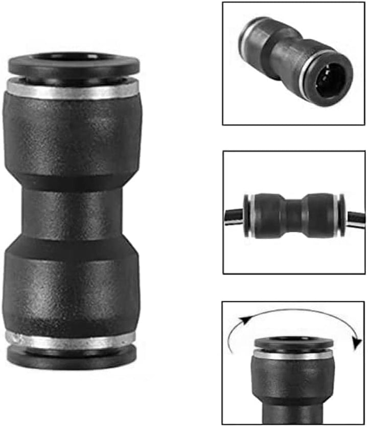 zjxed 1/4 OD x 1/4 OD Straight Pneumatic Connector, Push to Connect fittings Straight Union/Coupler (Pack of 10)