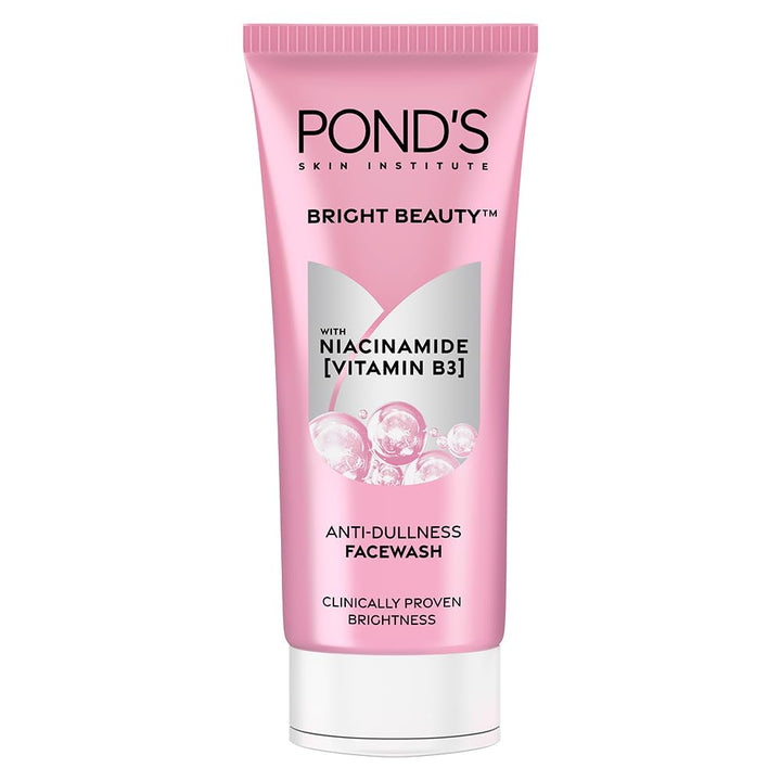 POND's Bright Beauty Anti-Dullness & Brightening Facewash With Niacinamide | For Glass-Skin Like Shine And With 4X Visibly Brighter Skin, 100Gm