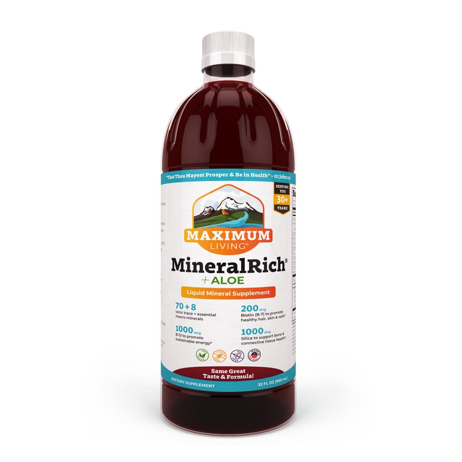 MineralRich Minerals Supplement with Aloe - Liquid Blend of Vitamins and Trace Minerals - 32 oz