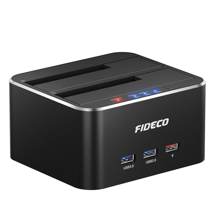 USB 3.0 to SATA Dual Bay External Hard Drive Docking Station for 2.5/3.5 Inch HDD SSD with Hard Drive Duplicator/Offline Clone Function/2 USB 3.0 Ports/1 USB Fast Charge Port, Support 16TB