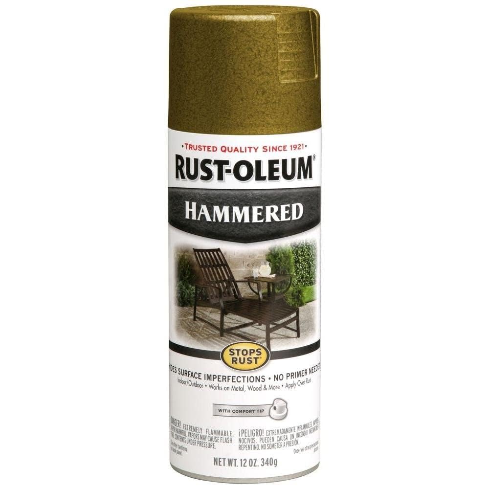7210830 Stops Rust Hammered Metal Finish Spray Paint for Metal, Alloy, Wood (Gold Rush - 340 Grams)