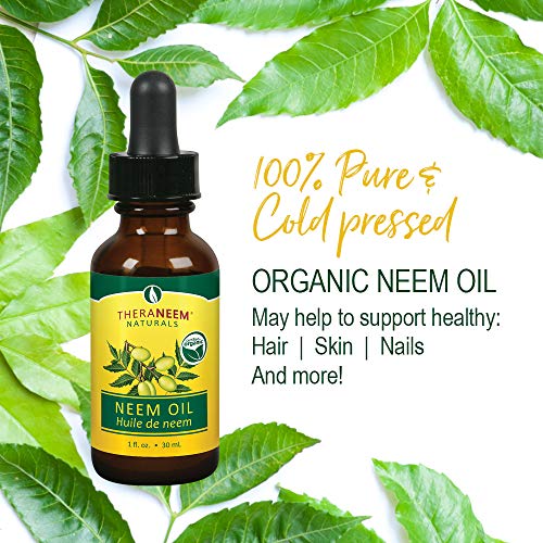 TheraNeem Naturals Neem Oil | for Healthy Skin, Hair, Nails &amp; More | Certified Organic, 100% Pure Unrefined, Cold Pressed Neem Seed Oil | 1 fl. oz