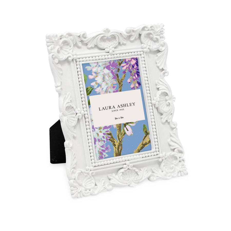 2x3 White Ornate Textured Hand-Crafted Resin Picture Frame with Easel, for Tabletop & Wall Display, Decorative Floral Design Home Décor, Photo Gallery, Art & More (2x3, White)