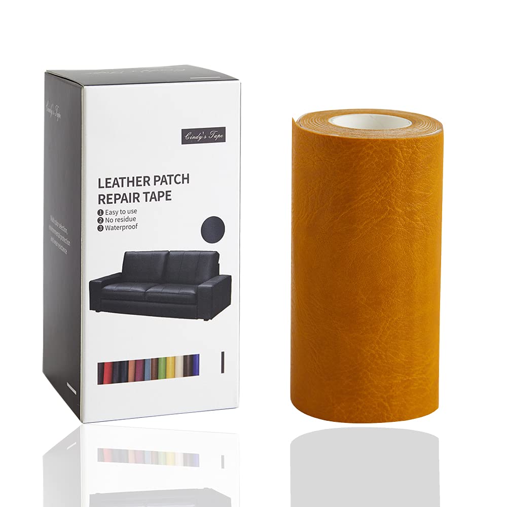 Leather Repair Tape Self Adhesive Patch kit Retro Dark Yellow 4 x 60 inch for Couch, Sofa,Car Seat,Handbag,Furniture,Computer Chair