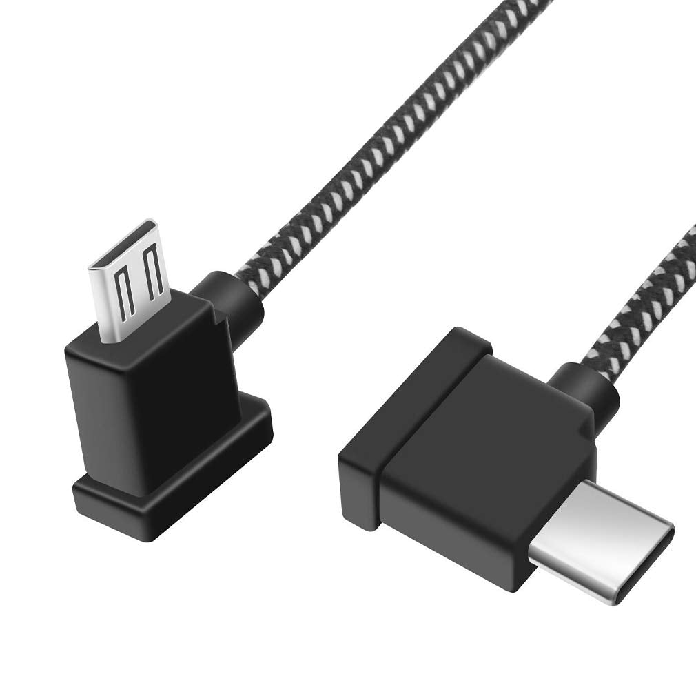 Hanatora 6.3 inch USB C to Micro USB Remote Controller Cable for DJI Mavic 3,Mini 2,Air 2S,Mavic Air 2, Nylon Braised OTG Cell Phone RC Data Cord Accessories (Micro USB Connector)