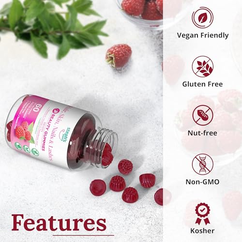 Steph's Pantry Biotin Gummies for Hair, Skin, Nails, & Lashes High Strength Gummies | Daily Multivitamins | Gluten-Free, Nut-Free, Non-GMO, Plant-Based, Vegan, Kosher | (60 Gummies)