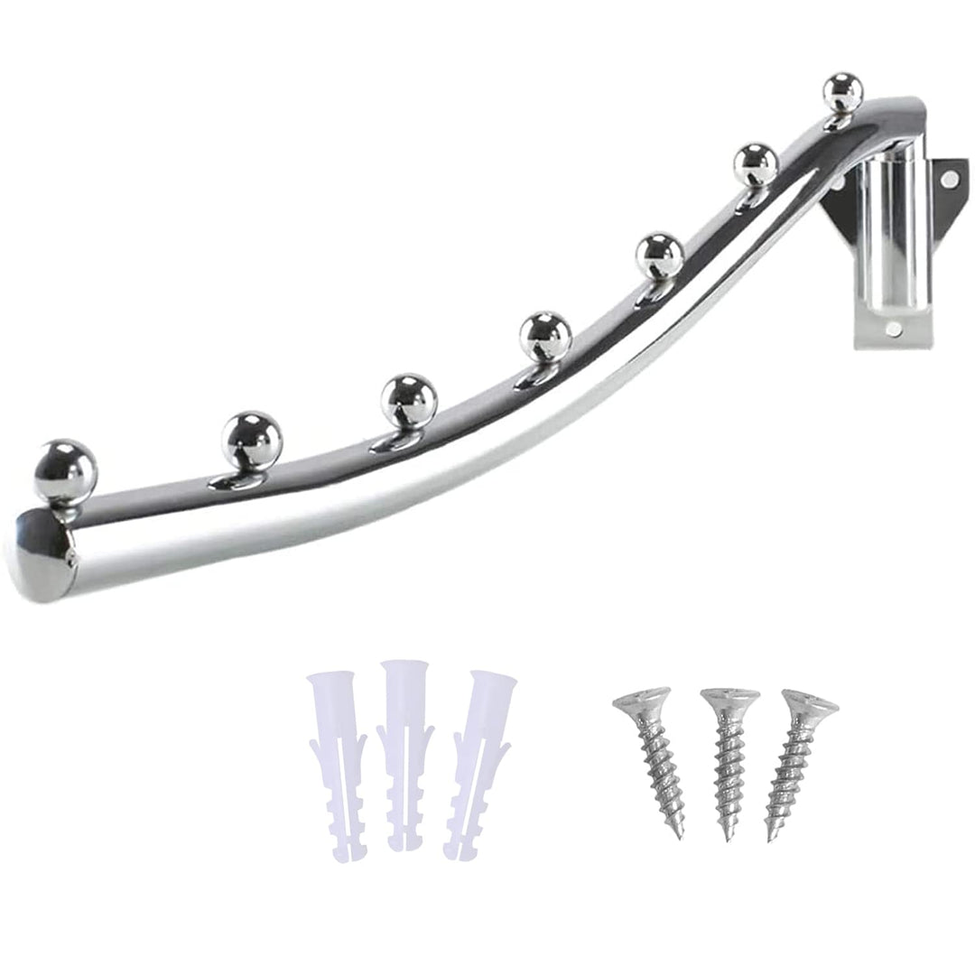 15.75 Inch Stainless Steel Folding Wall Mounted Clothes Hanger Coat Rack Detachable Sturdy Swing Arm Clothes Hanger Design Space Saver with Screws for Closet Laundry Room Dryer