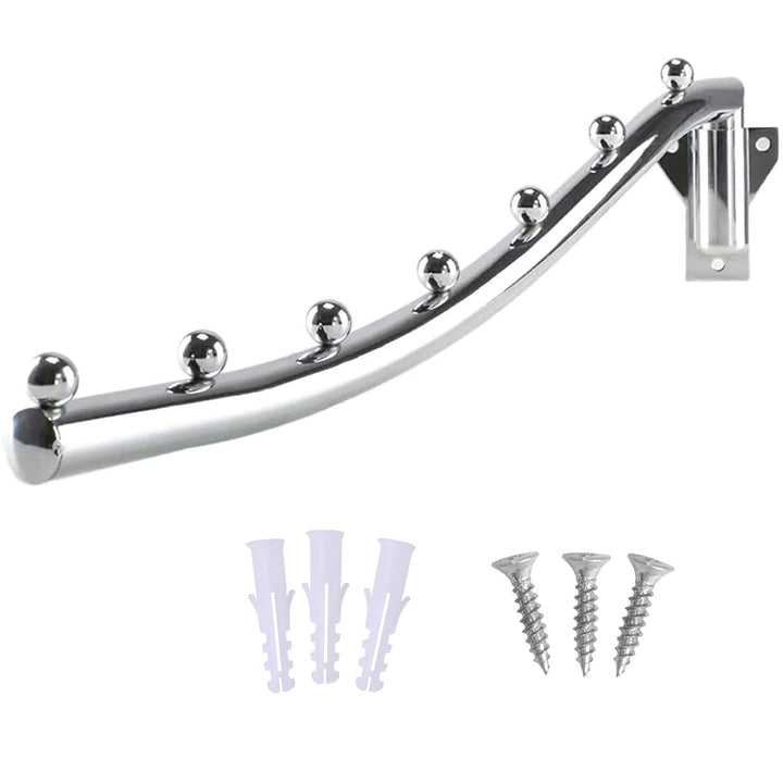 15.75 Inch Stainless Steel Folding Wall Mounted Clothes Hanger Coat Rack Detachable Sturdy Swing Arm Clothes Hanger Design Space Saver with Screws for Closet Laundry Room Dryer