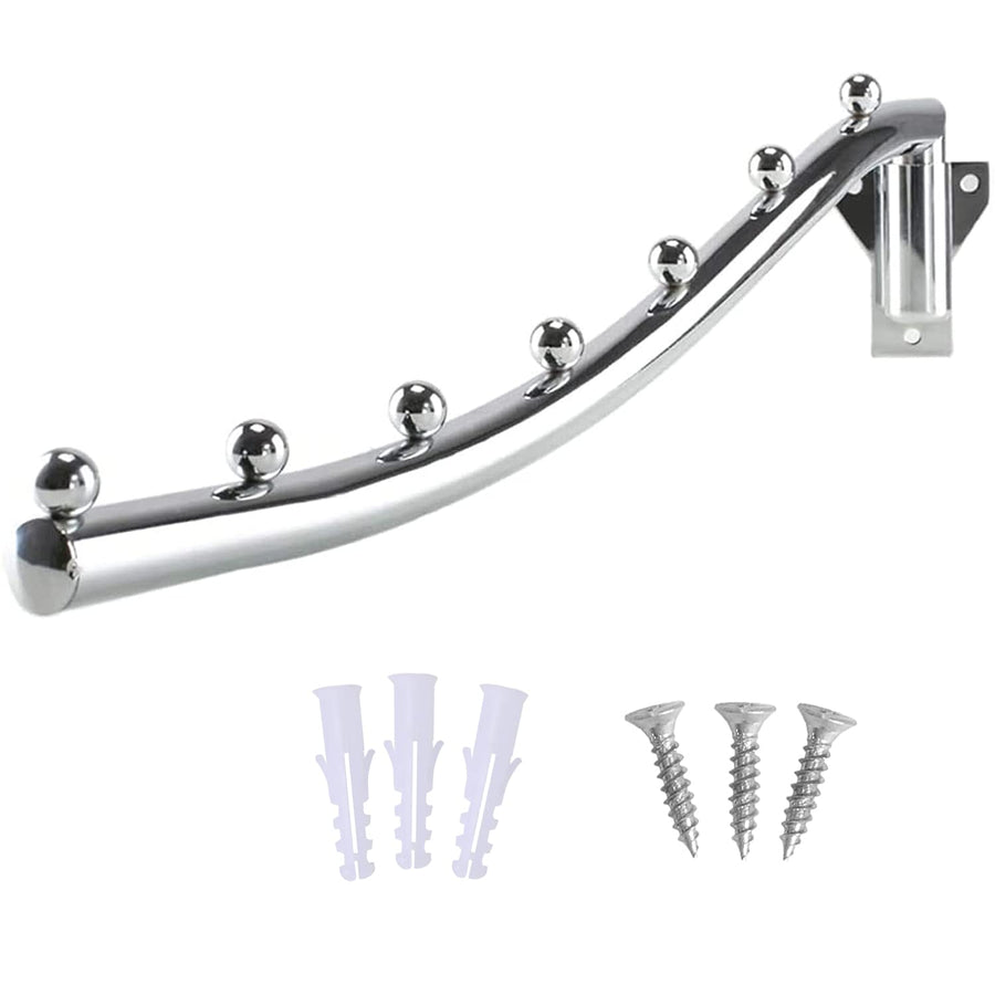 15.75 Inch Stainless Steel Folding Wall Mounted Clothes Hanger Coat Rack Detachable Sturdy Swing Arm Clothes Hanger Design Space Saver with Screws for Closet Laundry Room Dryer
