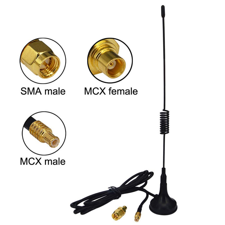 1090Mhz Antenna MCX Plug Connector 2.5dbi Gains Magnet Base ADS-B Aerial with RG174 1M+MCX Female to SMA Male Adapter 1090MHz ADS-B RTL SDR Software Defined Radio USB Stick Dongle Tuner Receiver